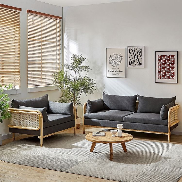 鹿林日式实木藤编双人沙发小户型客厅沙发椅北欧民宿ins三人组合,淘宝优惠券,粉丝福利购,淘宝优惠卷