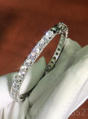 新款镯卓珠宝 纯银镀侣18K白金钻石手镯仿钻群镶满圈手情纯银蝶手