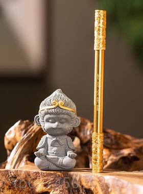 新款朱炳仁铜 如笔意金笔箍套装盒铜笔礼齐天大圣架摆件悟空金箍