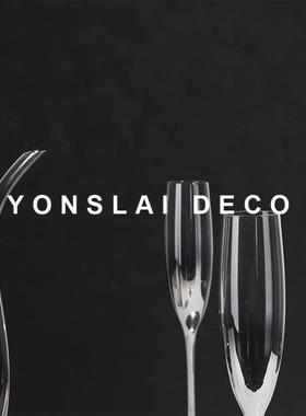 现代极简斜嘴酒具玻璃酒杯样板房间家居吧台玄关柜醒酒器桌面摆件