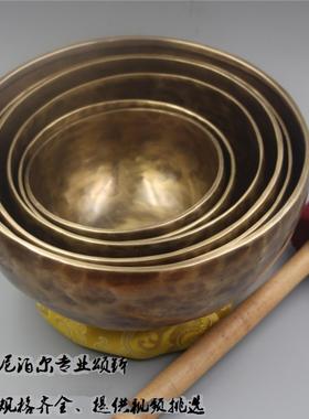 颂钵 尼泊尔手工纯铜SPA理疗音疗钵音碗钵铜磬碗瑜伽用品家居摆件