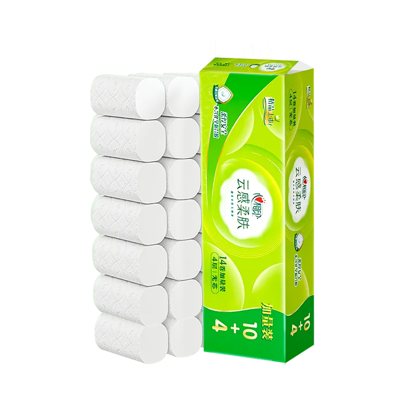 心相印云感柔肤立体压花卷纸厕纸家用实惠卫生纸无芯4层117克12卷 - 图3