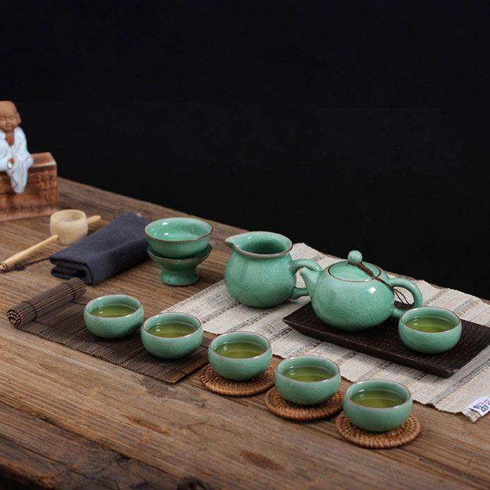 龙泉青瓷冰裂功夫茶套装10件礼盒套装陶瓷葛窑冰裂茶壶茶杯套装,淘宝优惠券,粉丝福利购,淘宝优惠卷