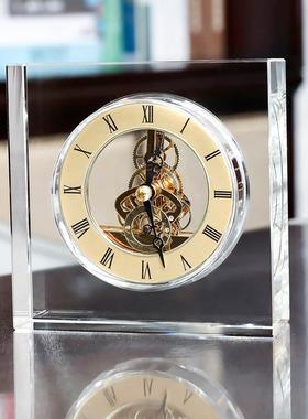 K9水晶钟表座钟 客厅现代简约欧式创意时尚 办公室装饰摆饰
