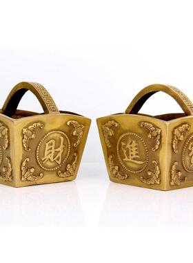 招字铜斗摆件 铜斗摆件 铜金银满斗 年年有余斗 日进斗金摆件