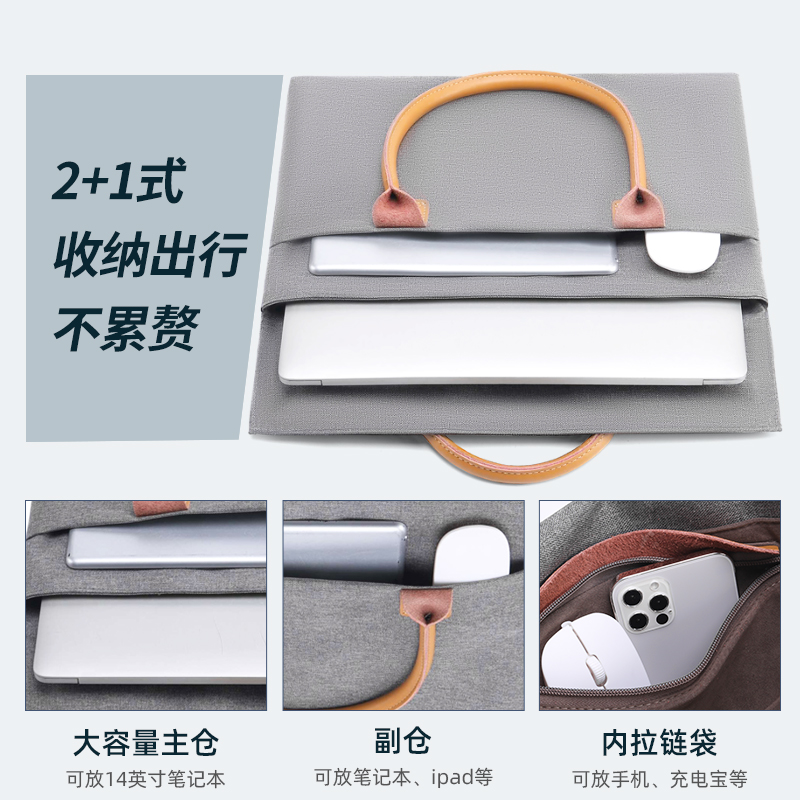 CROSSGEAR十字勋章瑞军士刀MACBOOK1416寸防摔气囊全震手提男高级感大容量商务通勤轻薄笔记本电脑包 - 图3