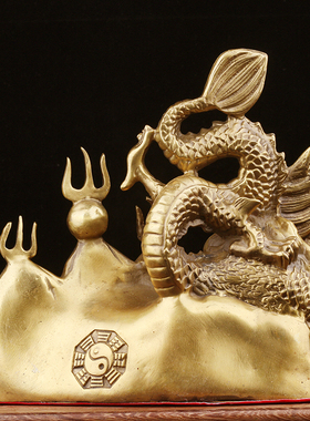 中式桌面黄铜避火龙厨房在西北角乾卦火烧天门化解乾位男主人摆件