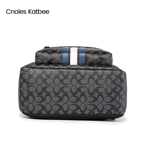 Cnoles Katbee潮牌双肩包男潮流男士背包商务休闲皮质格子电脑包 - 图1