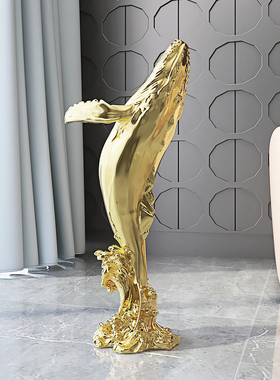 客厅大型落地创意鲸鱼摆件玄关沙发旁边家居软装饰品乔迁开业礼品