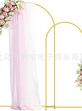 跨境新款金色铁艺拱门婚礼拱形背景支架派对节日气球展示架可拆卸