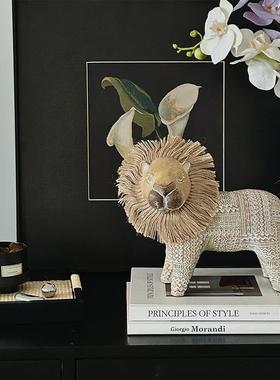 SilentWind寂风北欧风费尔岛亚麻小马树脂动物摆件家居装饰工艺品