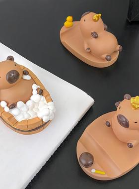 卡通可爱网红卡皮巴拉手机架摆件家居卧室桌面工位懒人平板支架