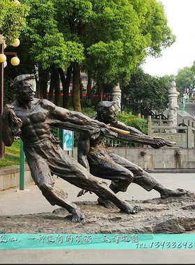 景区园林纤夫铸铜雕像户外民俗景区大型玻璃钢仿铜人X物雕塑品摆