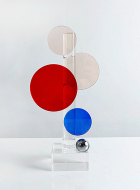 现代轻奢样板间客厅电视柜酒柜玄A关桌面大号几何水晶高档装饰摆