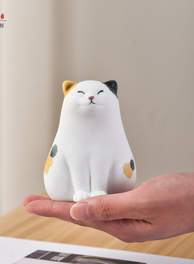 优选可爱陶瓷小猫咪桌面摆件创意猫咪家居饰品礼物玄关三花美短橘