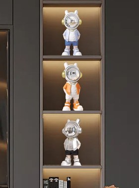 优选现代奶油风客厅电视柜酒柜装饰品宇航员摆件套装组合乔迁新居