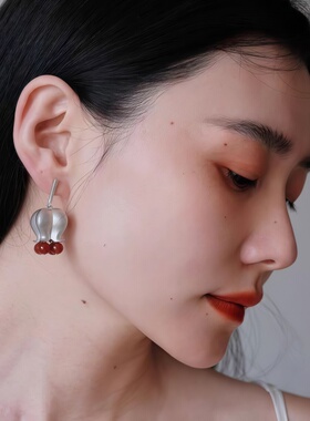 花朵耳环小众设计感银色耳钉
