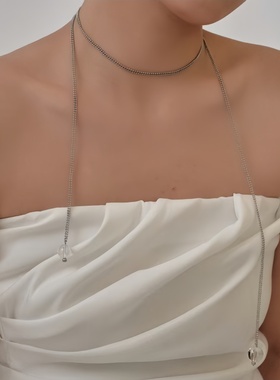 水晶长双珠项链加长颈链