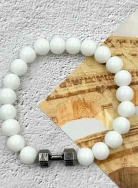 哑铃手錬手串健身火山石串珠男款轻奢小众精致2025年高颜值学生党