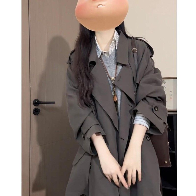 YC韩系超好看小个子宽松风衣外套女2025春秋新款宽松休闲短款大衣,淘宝优惠券,粉丝福利购,淘宝优惠卷