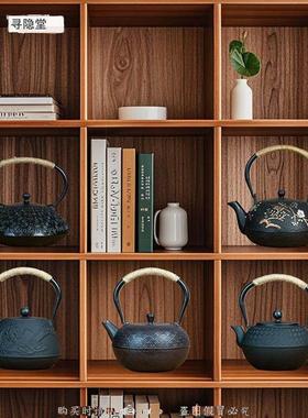 新中式摆件软装茶室铸铁壶样板房复古日式煮茶壶酒店民宿家居摆设