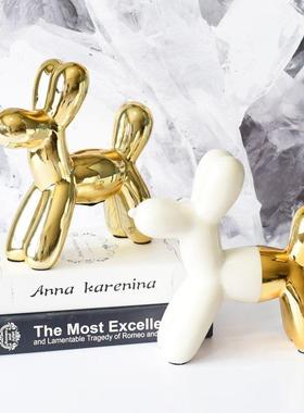 ins北欧风现代简约镀金陶瓷气球狗存钱罐创意客厅房间装饰品摆件