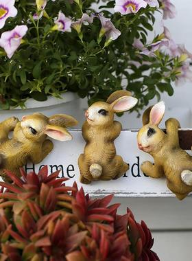 花园可爱创意动物盆挂庭院阳台布置花盆鱼缸小兔子装吊饰摆件