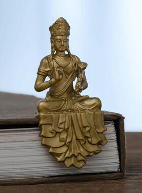 简修行普贤菩萨摆件文殊普贤佛像黄铜像雕像随身佛禅意家居装饰品