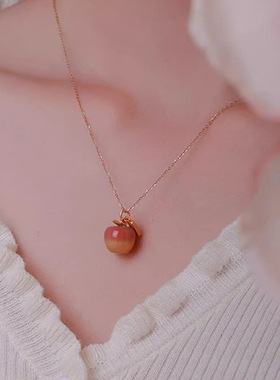 2025爆款温变苹果吊坠绿毛衣链