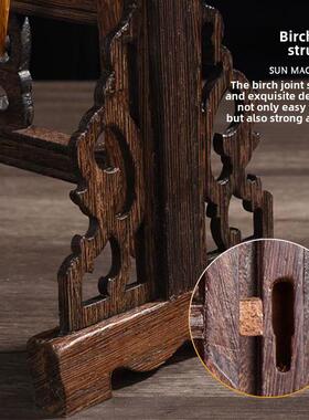 文昌笔架摆件实木文房四宝毛笔挂架高档套装4支多功能办公室书桌