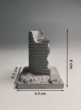 建筑遗址城市末日风格水泥混凝土鱼缸景观创意装饰水泥风景桌面装