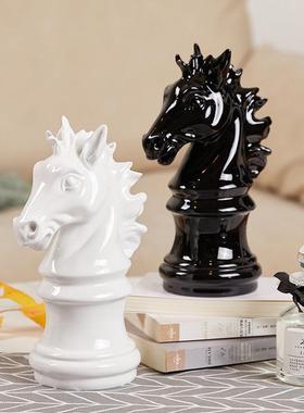 优艺诗 现代简约国际象棋马头装饰摆件家居工艺品软装配饰