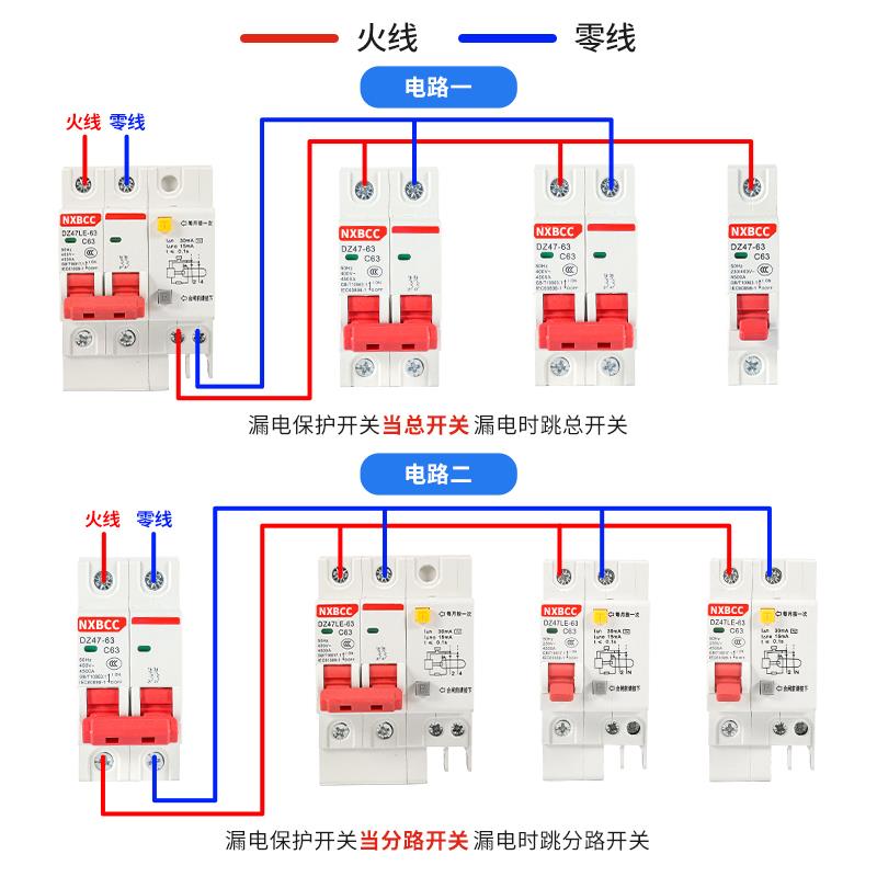 厂家促销漏电开关DZ47LE2P63A空气开关带漏电保护器100断路器总闸 - 图0