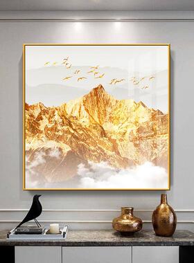万里长城油画布山河山水玄关风景中式高档晶瓷画办公室挂画装饰画
