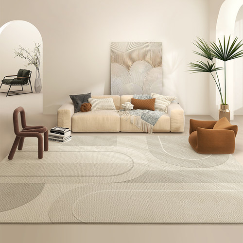 优选法式客厅地毯奶油卧室床边毯侘寂风简约沙发茶几毯日式地垫高 - 图2