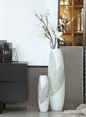 优选白色落地大摆件高级感客厅电视柜旁入户玄关办公室前台家居装