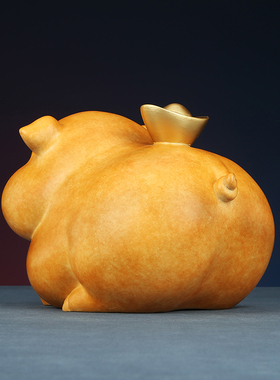 优选铜欣祥彩铜《加倍有钱》猪摆件家居办公室玄关桌面装饰品开业