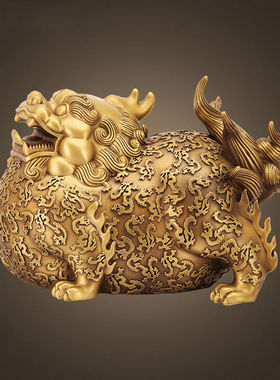 优选全铜胖貔貅摆件 公母一对大肚古典玄关客厅店铺开业装饰工艺