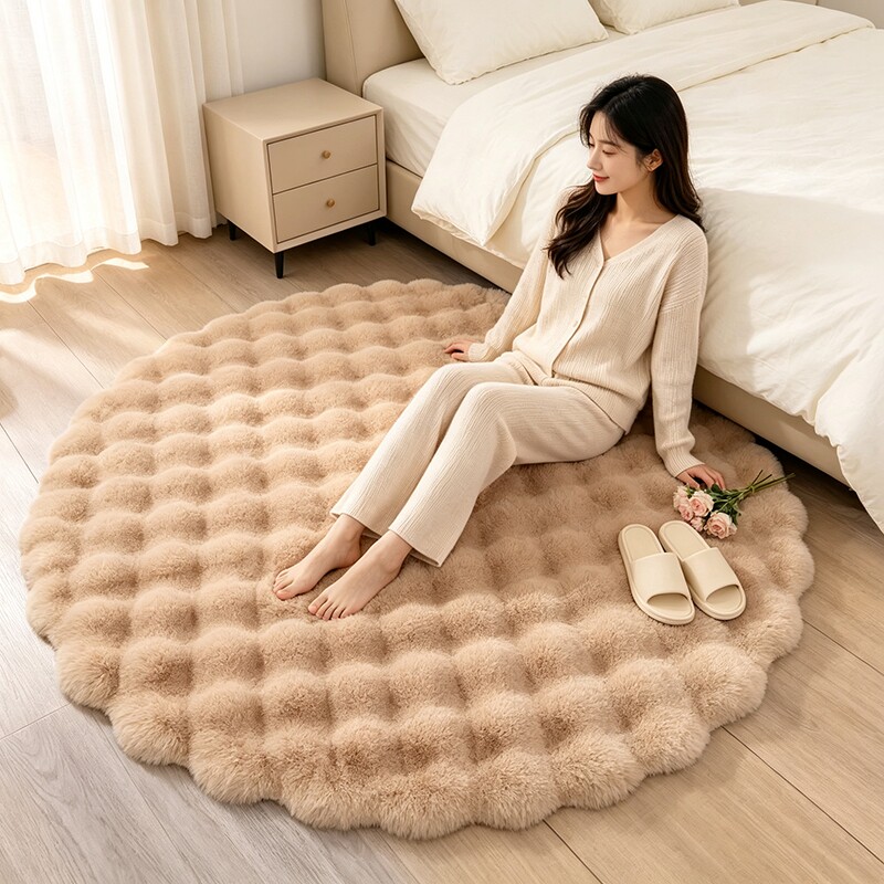 Carpet floor mat round cream Fengke bedside blanket plush