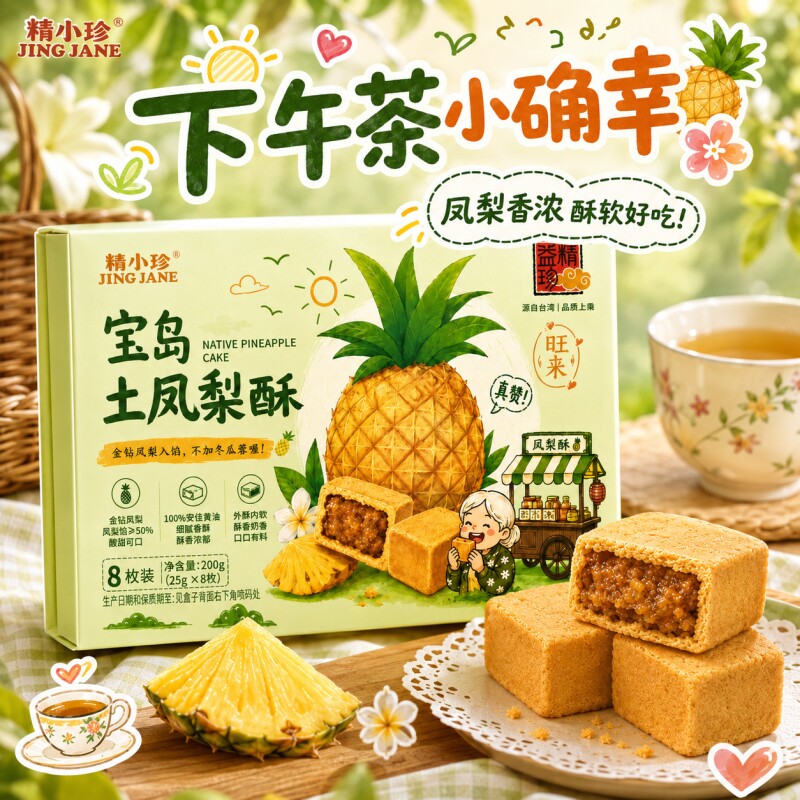 【源自台湾品牌】台湾土凤梨酥纸盒装早餐代餐糕点心伴手礼盒中秋 梨礼实拍商品图