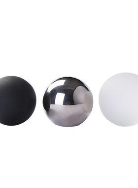 现代轻奢极简几何水晶球摆件 银色磨砂黑白色创意家居装饰品 客厅