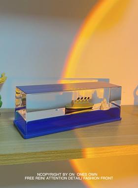 这次的船不会沉，所以爱也不会结束 游轮流体漂流瓶摆件生日礼物