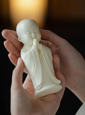 德化陶瓷新中式小和尚摆件禅意茶桌桌面家居玄关电视柜装饰品