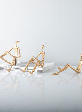 优选现代金属人物雕塑样板房创意摆件会所别墅酒店家居软装饰品