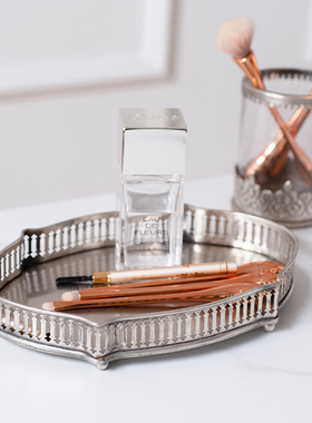 欧式黄铜玻璃果盘收纳桶托盘首饰盒纸巾盒相框镜子烛杯样板间摆件