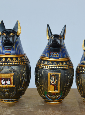 优选古埃及猫宠物骨灰盒卡诺皮克罐家居装饰品酒柜摆件密室逃脱储