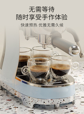 SMEG ECF02意式复古咖啡机家用小型半自动专业一体打奶泡原装进口