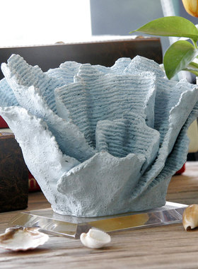 优选简约现代摆设树脂仿真珊瑚客厅软装配饰桌面书柜海洋带底座摆