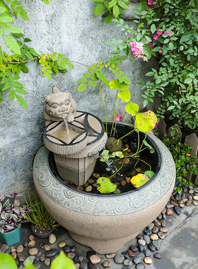 优选汉韵堂庭院流水摆件花园露台阳台造景鱼池创意貔貅招财循环水