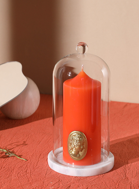 优选独家设计款香薰蜡烛金属玻璃罩创意家居摆件展示透明大理石防
